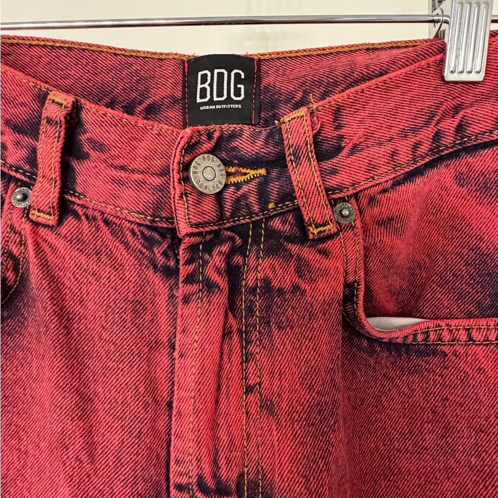 BDG Urban Outfitters Skater Baggy Jeans Red Acid Wash Size 26 - Picture 4 of 10